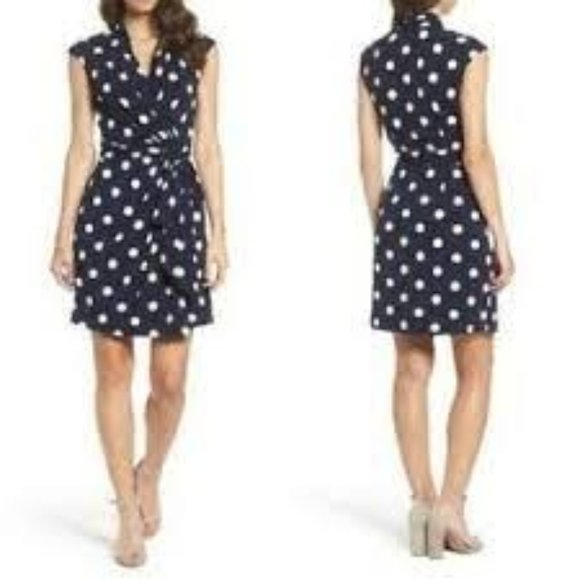 Eliza J Polka Dot Wrap Dress Size 4 - Picture 1 of 7
